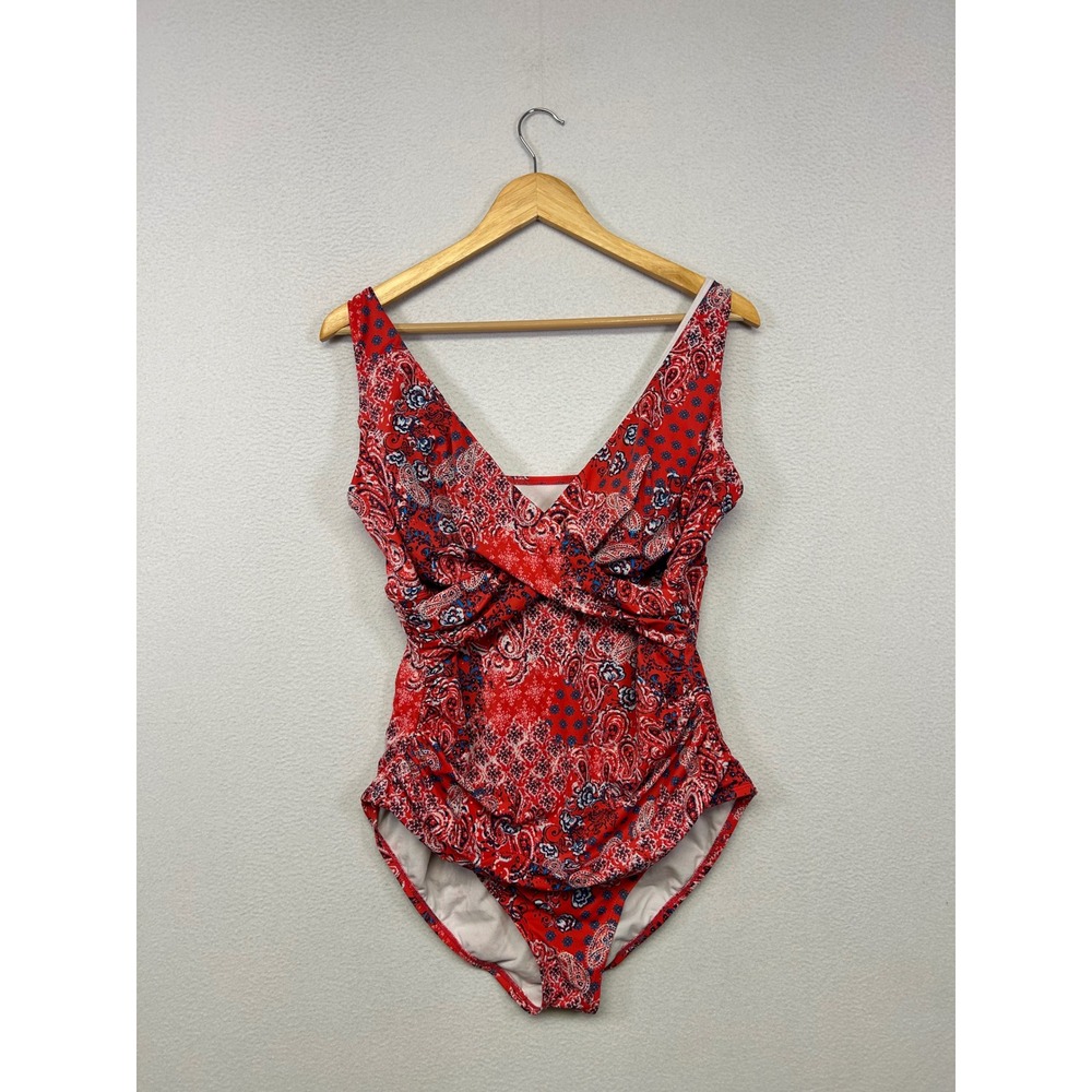 Boho Americana American Beach Maurices Womens XL Red Paisley One Piece Swimsuit